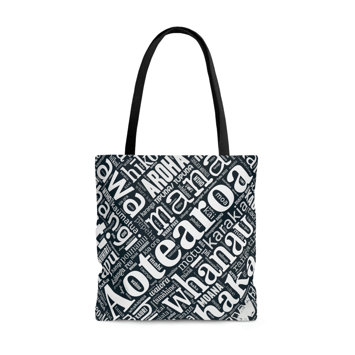 Black Māori Word Art Tote Bag