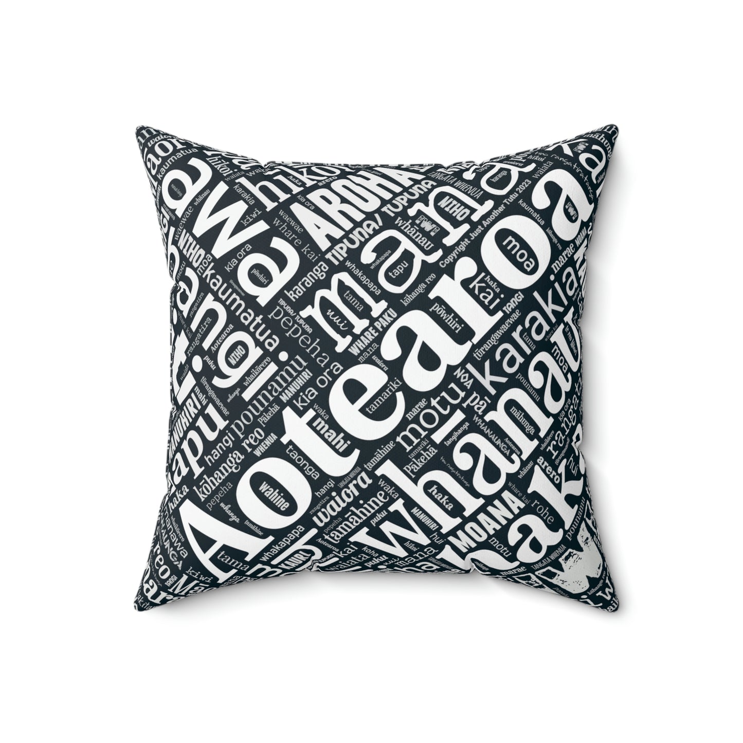 Black Māori Word Art Square Pillow