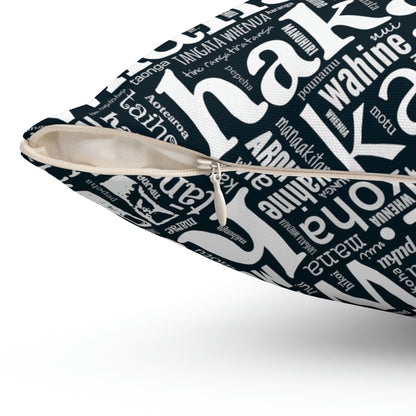 Black Māori Word Art Square Pillow