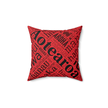 Red Māori Word Art Square Pillow