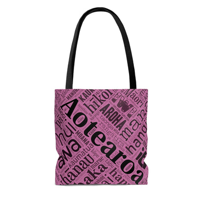 Light Pink Māori Word Art Tote Bag