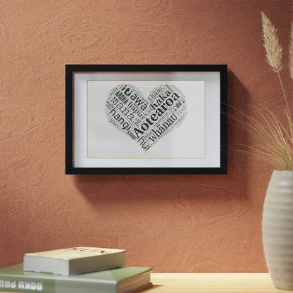 Māori Word Art Heart Framed Picture