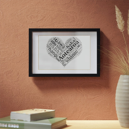 Māori Word Art Heart Framed Picture