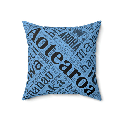 Light Blue Māori Word Art Square Pillow