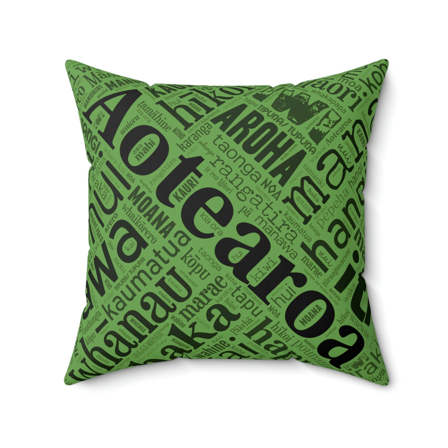 Green Māori Word Art Square Pillow