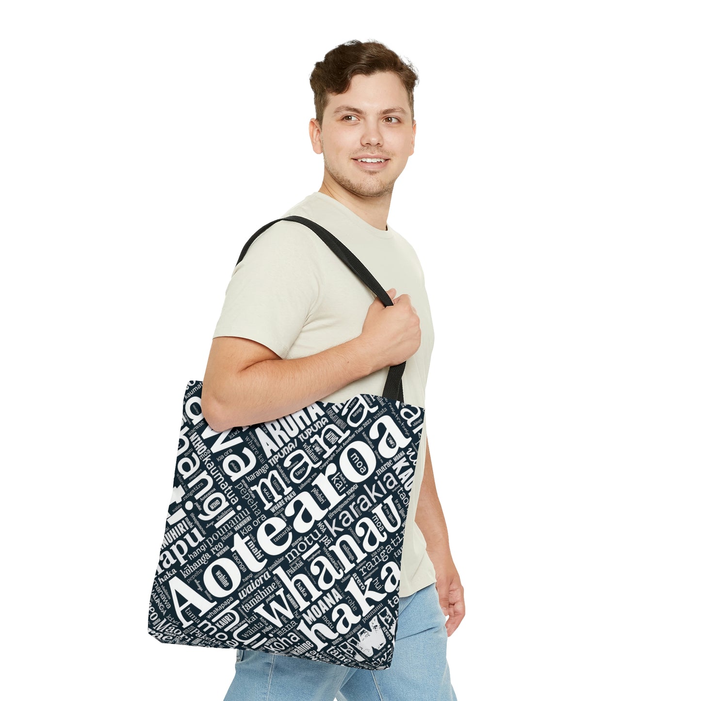 Black Māori Word Art Tote Bag