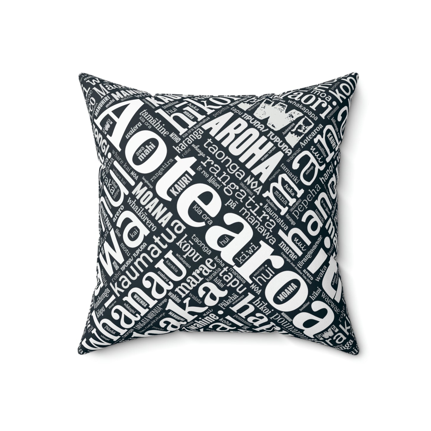 Black Māori Word Art Square Pillow