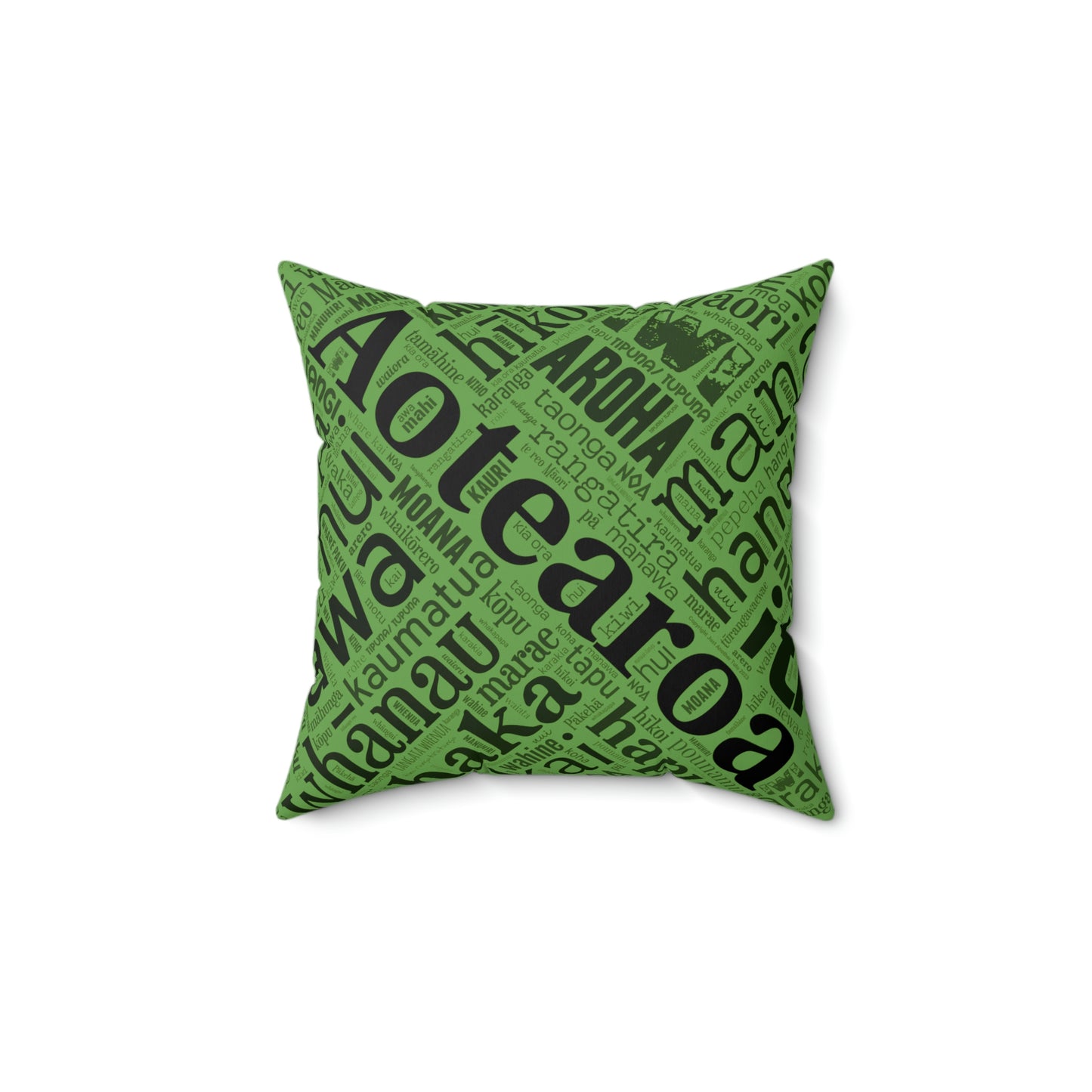 Green Māori Word Art Square Pillow