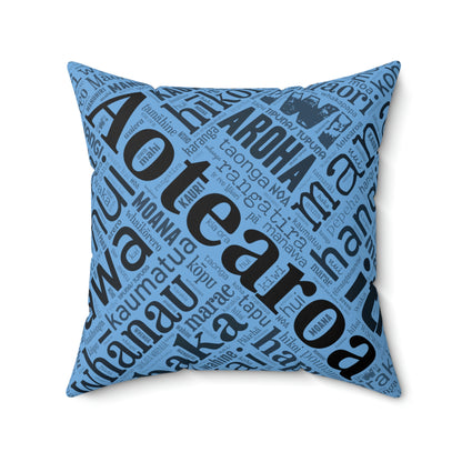 Light Blue Māori Word Art Square Pillow