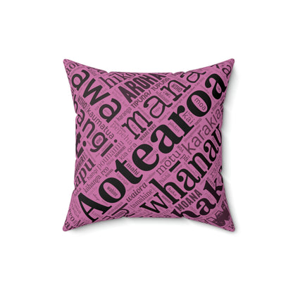 Pink Māori Word Art Square Pillow