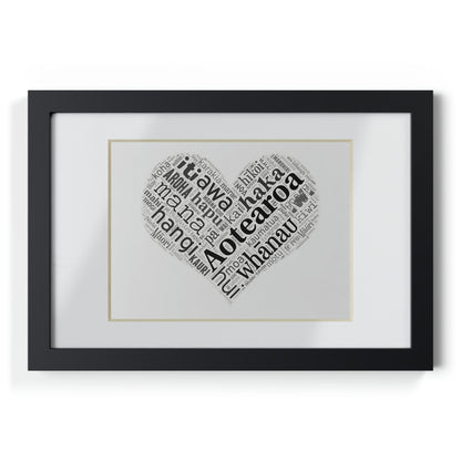 Māori Word Art Heart Framed Picture