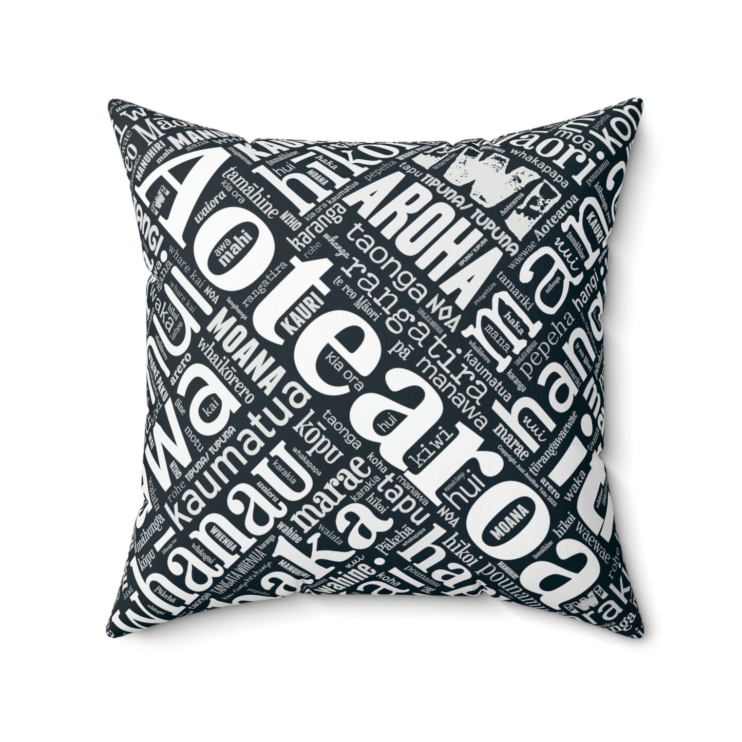 Black Māori Word Art Square Pillow