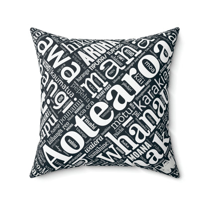 Black Māori Word Art Square Pillow