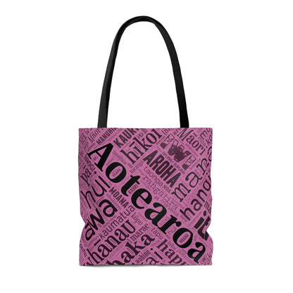 Light Pink Māori Word Art Tote Bag