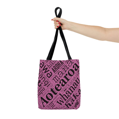 Light Pink Māori Word Art Tote Bag