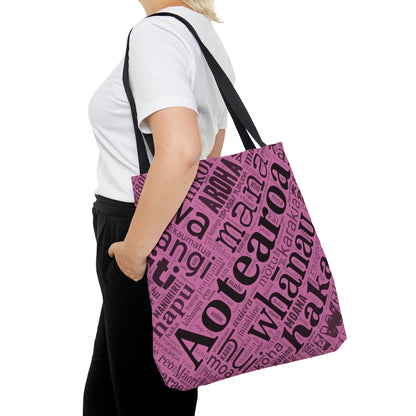 Light Pink Māori Word Art Tote Bag