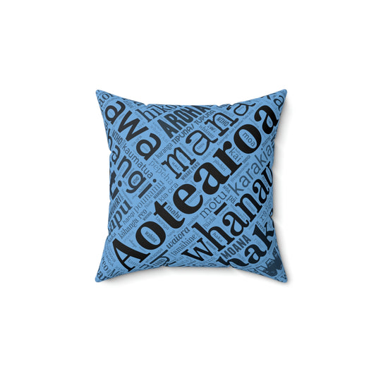 Light Blue Māori Word Art Square Pillow
