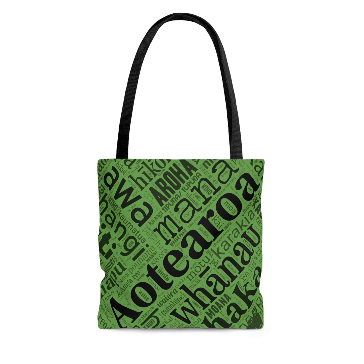 Green Māori Word Art Tote Bag