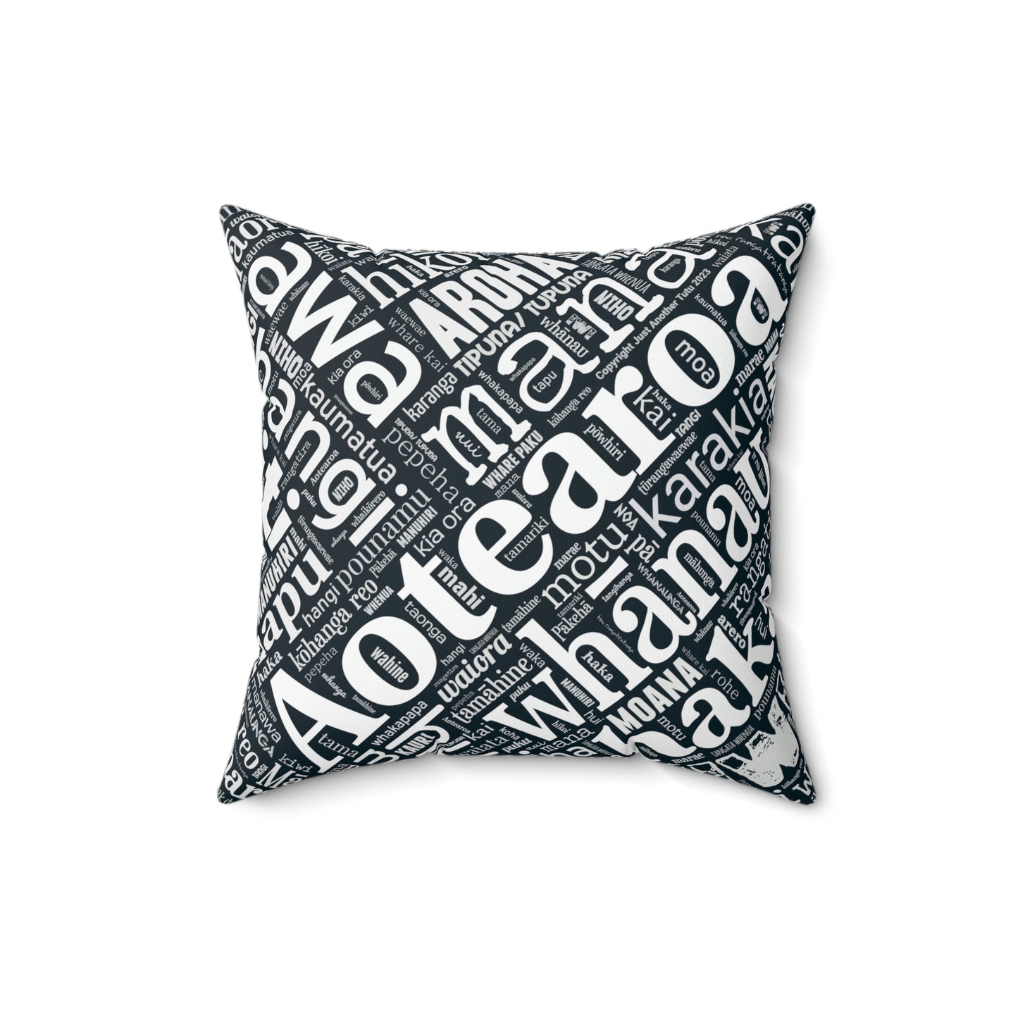 Black Māori Word Art Square Pillow