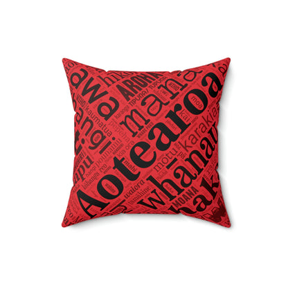 Red Māori Word Art Square Pillow