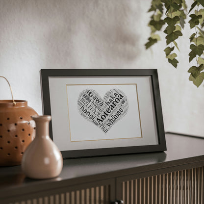 Māori Word Art Heart Framed Picture