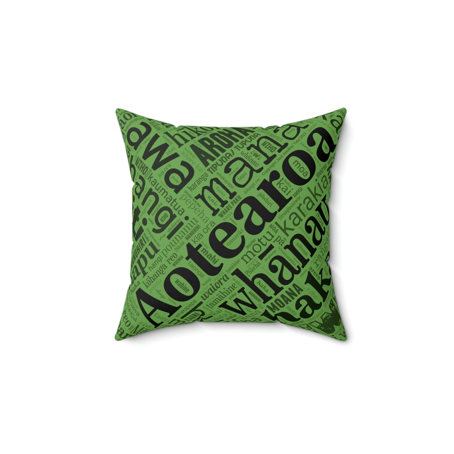 Green Māori Word Art Square Pillow