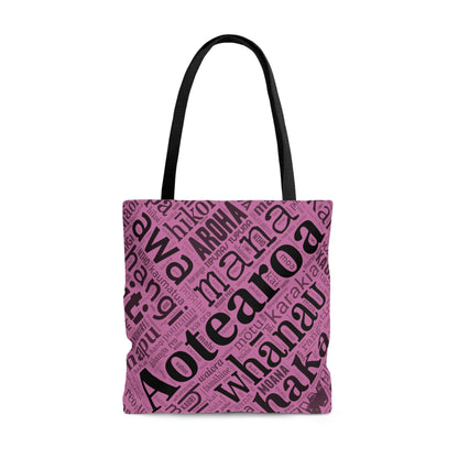 Light Pink Māori Word Art Tote Bag