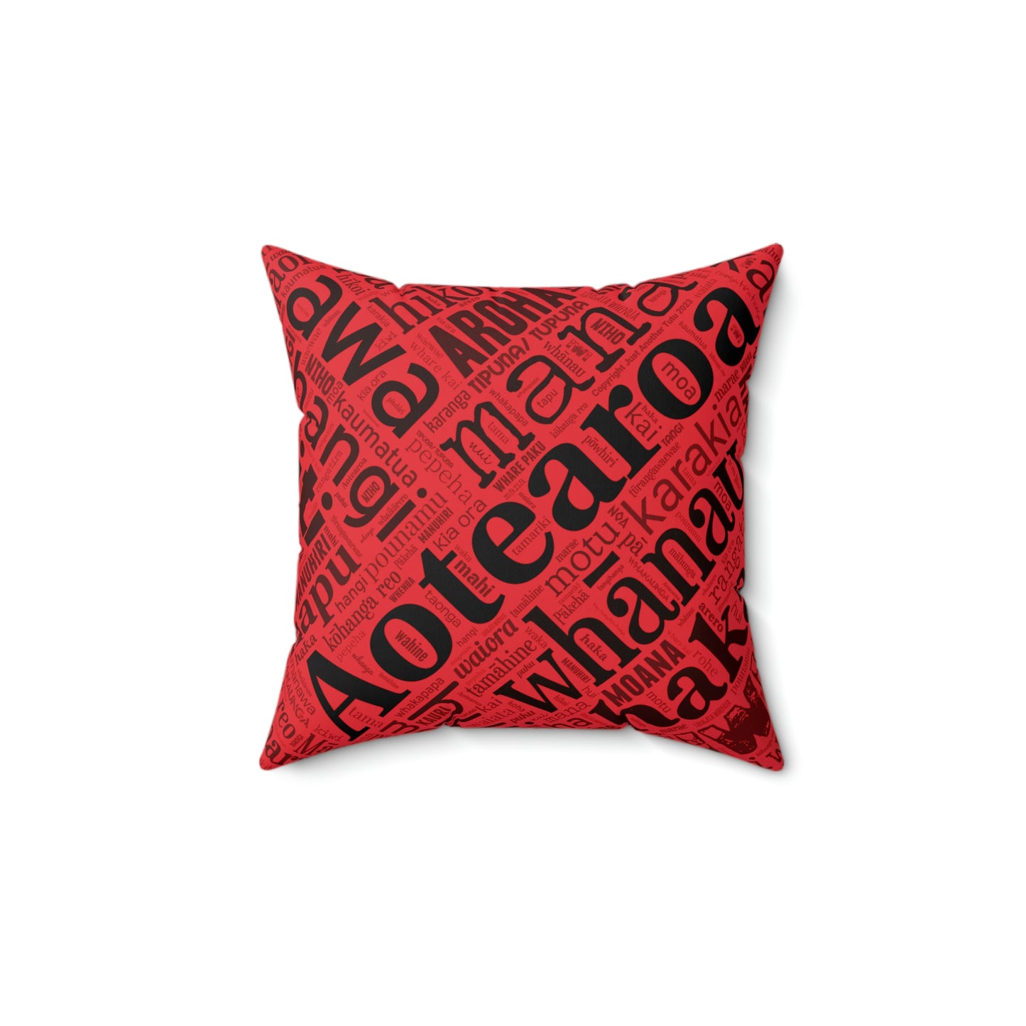 Red Māori Word Art Square Pillow