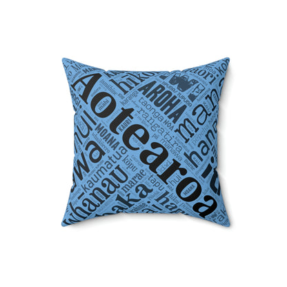 Light Blue Māori Word Art Square Pillow