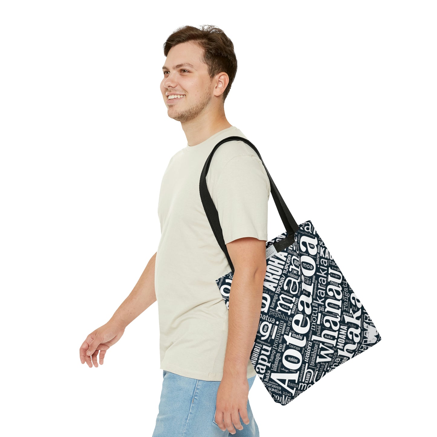 Black Māori Word Art Tote Bag