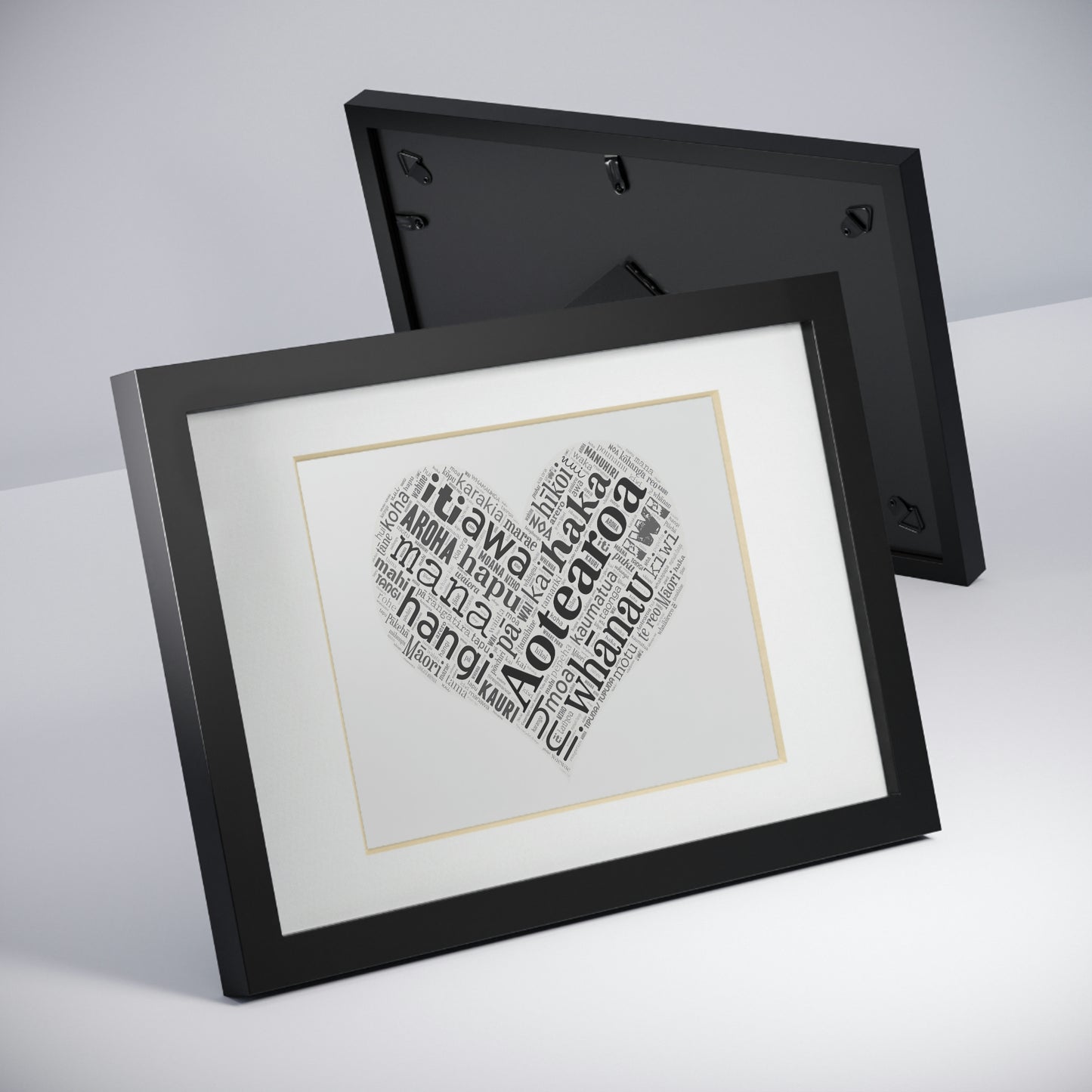 Māori Word Art Heart Framed Picture