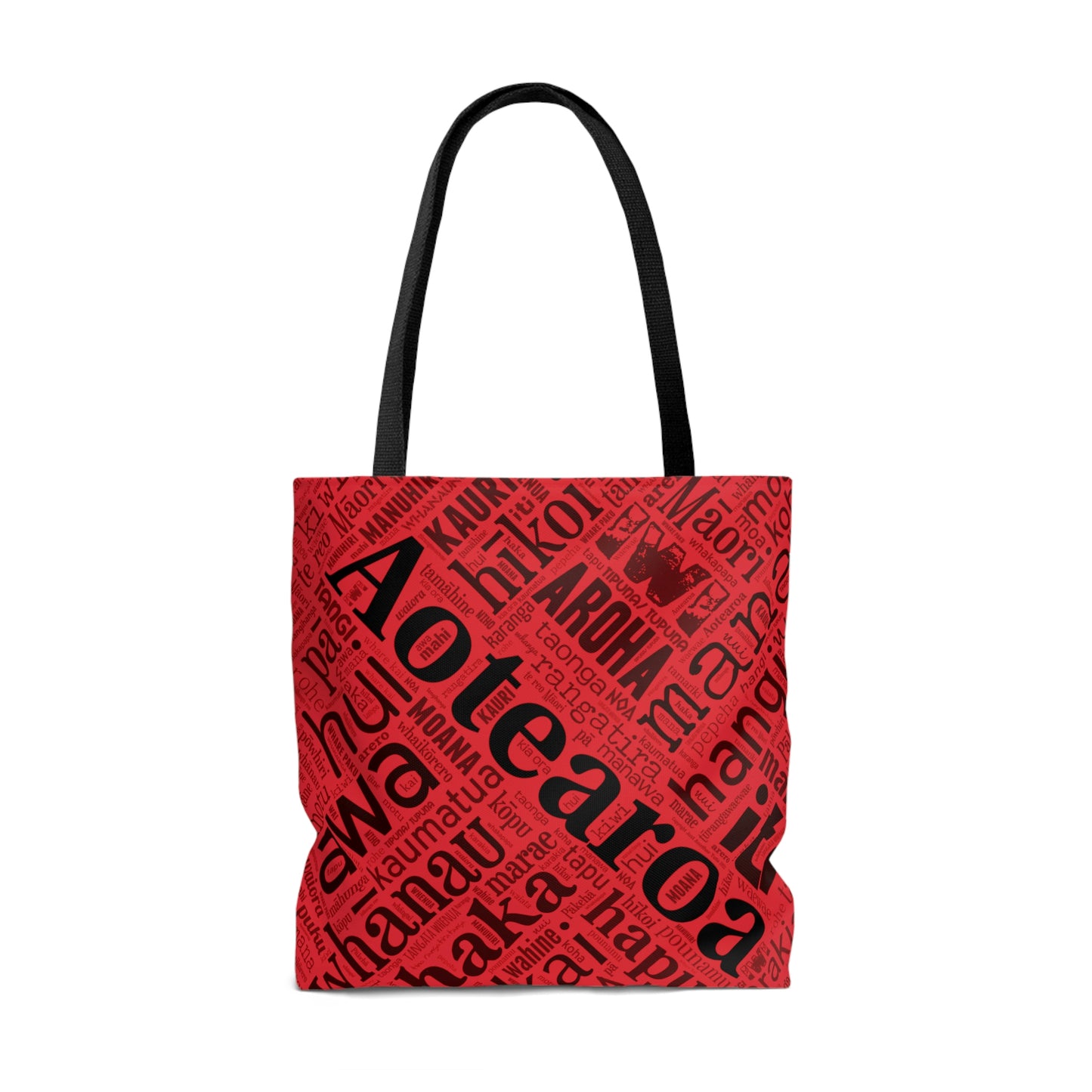 Red Māori Word Art Tote Bag